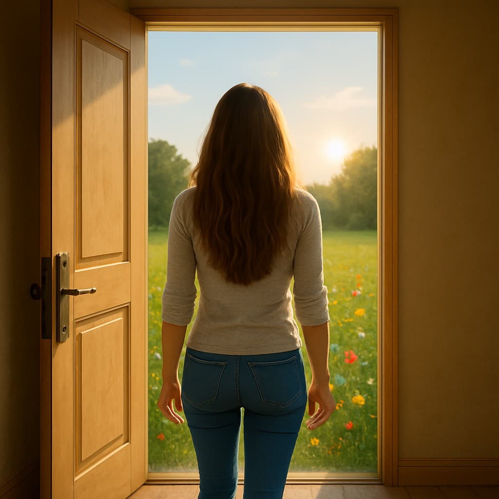 A person stepping into sunlight, representing trauma and PTSD recovery for clients in Georgetown, TX